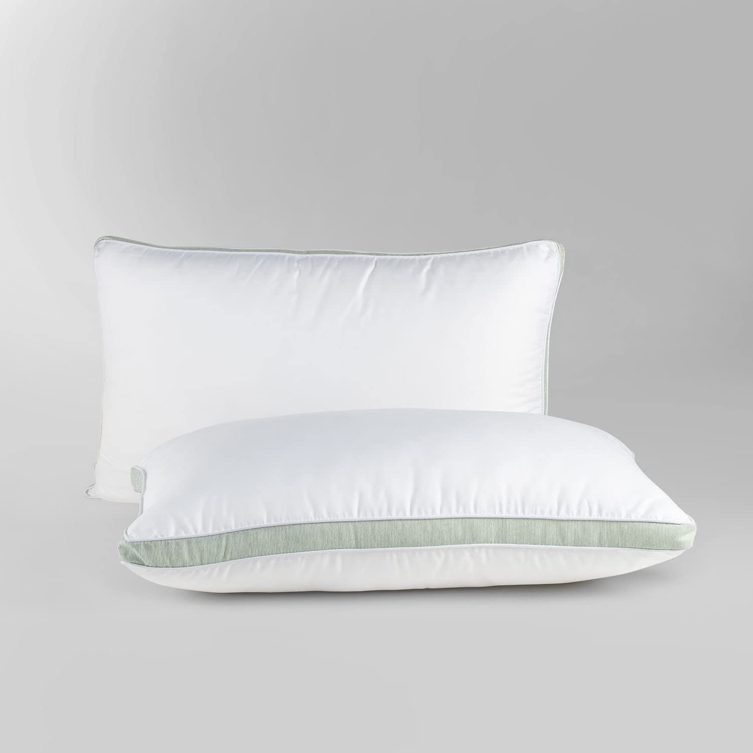 Microfiber Aloe Vera Gel Pillow, Comfortable Pillow, White & Green, Big Size | Anti-Bacterial & Anti-Allergic Sleeping Pillow For Sensitive Skin | Super Soft Pillow, Rectangular Shape Pillow