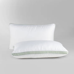 Microfiber Aloe Vera Gel Pillow, Comfortable Pillow, White & Green, Big Size | Anti-Bacterial & Anti-Allergic Sleeping Pillow For Sensitive Skin | Super Soft Pillow, Rectangular Shape Pillow