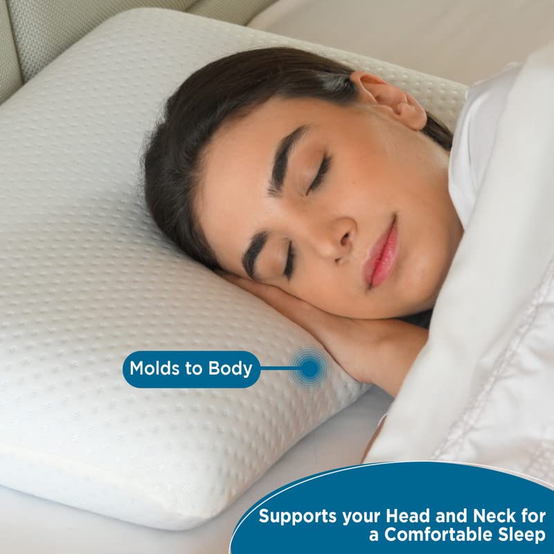 Cervical Memory Foam Pillow, Best For Neck & Shoulder Pain, Standard Size - 24 L X 14.5 W X 4.5 H Inch | For Back, Stomach, Side Sleepers With Washable Cover, Comfortable - Pack Of 3