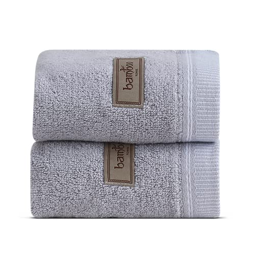 Spread Spain 100% Bamboo Face Towel 360 Gsm | Ultra Soft Absorbent, Quick Dry Towels For Facewash, Gym, Sports, Travel, Suitable For Acne Prone Skin (Pack Of 2 - Ash)