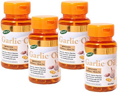 Shrey's Garlic Oil Capsules For Cardiovascular Support, Improves Digestion & Overall Health Support | 100 Capsules 100gm 0.2lbs Each Pack Of 4
