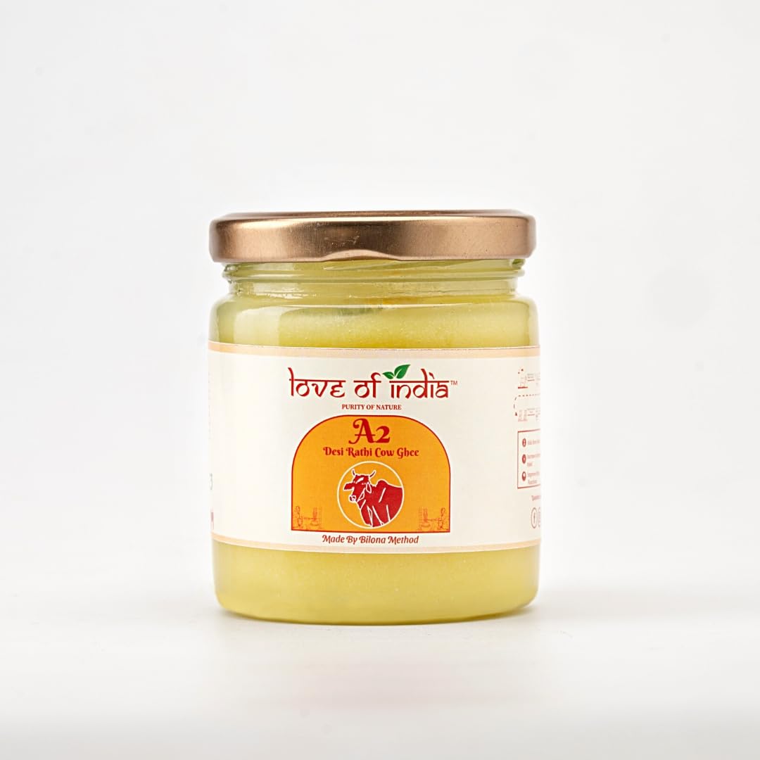 Pure A2 Desi Rathi Cow Ghee By Love Of India | Rich In Nutrients Healthy Traditional Vedic Bilona Method Desi Cow Ghee | (150ml) 5.0 Ounce | Jar Pack