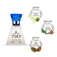 Oscar 7 Sky Mysty Long Lasting Perfume For Men & Women | Floral Woody Musk Fragrance | Everyday Unisex Skin Friendly Perfume Spray | 30ml 1 Fl.oz.