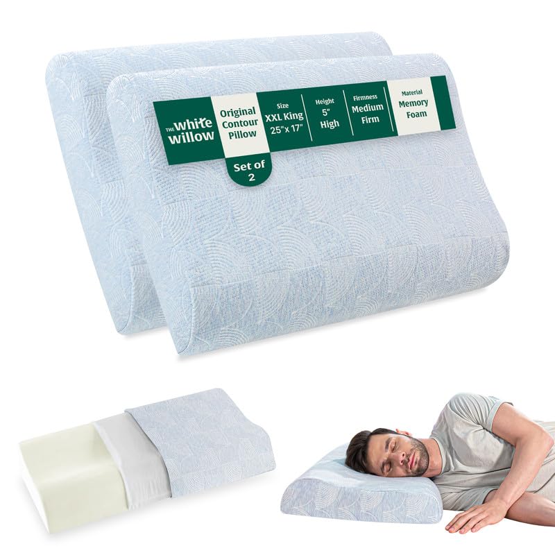 Cervical Pillow, For Neck Pain & Shoulder Pain Relief, Sky-Blue - XXL King Size | Memory Foam Pillow For Sleeping, Orthopedic Pillow For Spondylitis | Contour Medical Pillow - Set Of 2