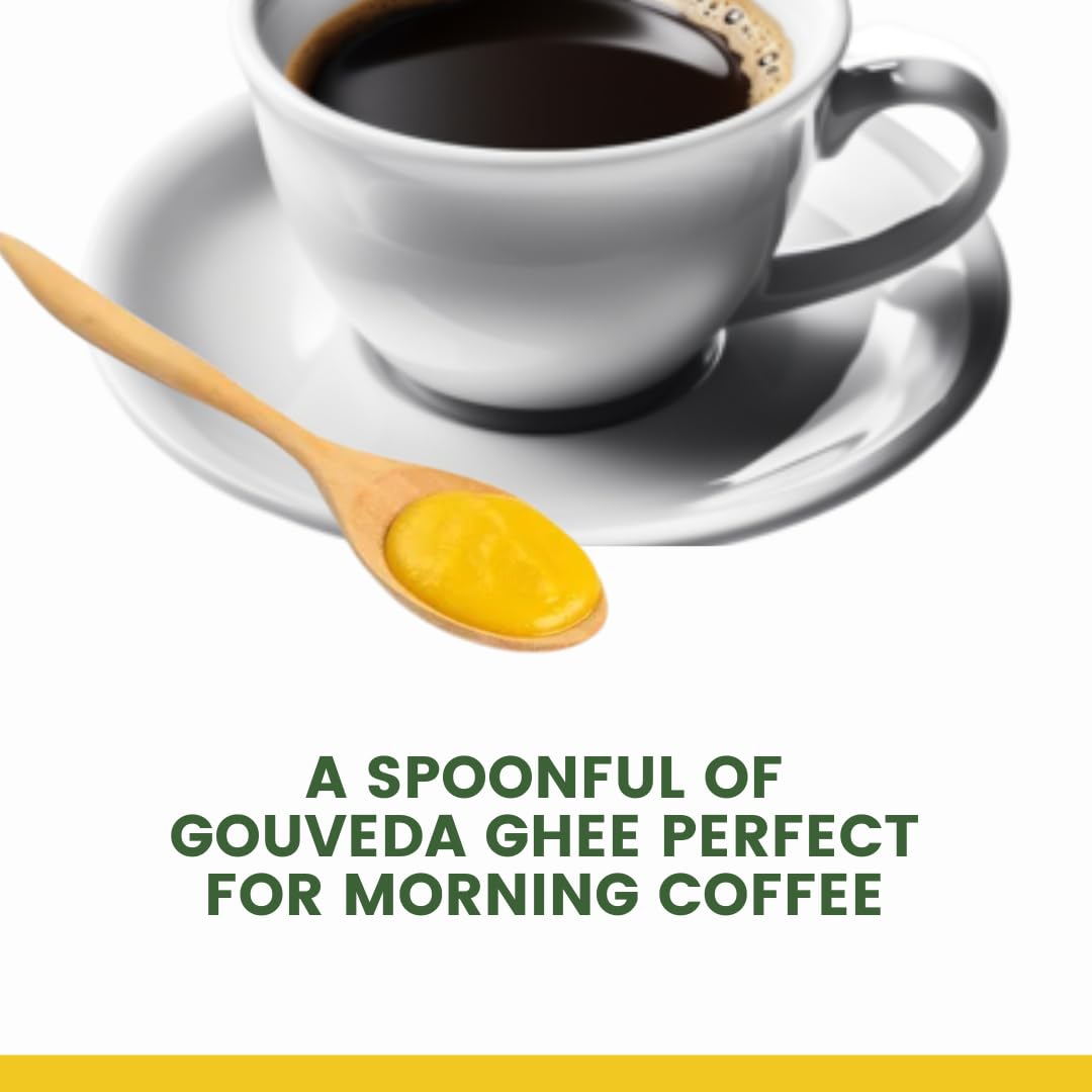 Premium A2 Gir Cow Ghee By Gouveda | Vedic Hand Churned Bilona Method Desi Gir Cow Ghee Perfect For Puja | (300ml) 10.1 Ounce | Jar Pack