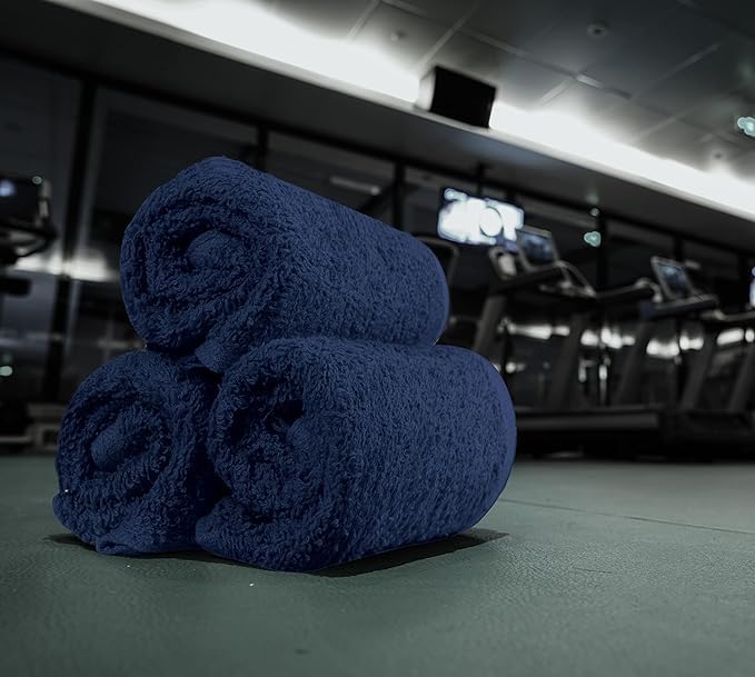 Jenny Denial 100% Cotton Soft Face Towel 1300 Gsm | Super Absorvent & Quick Dry - Pack Of 10 Pcs (Navy Blue)