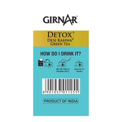 Girnar Detox Desi Kahwa Green Tea - 90gm, 3.17 Ounce, 36 Individually Foil Wrapped Tea Bags | ?No Artificial Colors, No Artificial Flavor, No Preservatives - Low Caffeine Green Tea