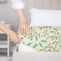Printed Double Bedsheets With 2 Pillow Covers - Size-78 X72+10 Inches, Cream | King Size Bed With All Around Elastic Breathable Long Lasting