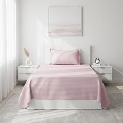 Soft Cotton Single Bedsheet With 1 Piece Pillow Cover - 60 X 90 Inches, Light Pink | Lightweight, Breathable & Easy To Maintain Bedsheet