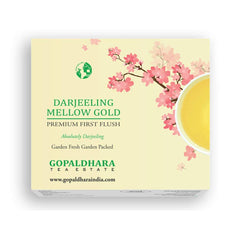 Gopaldhara Darjeeling Mellow Gold Tea - 200gm Paper Box, 7.05 Ounce | Premium First Flush Spring Tea - USDA Certified Premium Darjeeling Loose Leaf Tea | Low Caffeine Garden Fresh Tea
