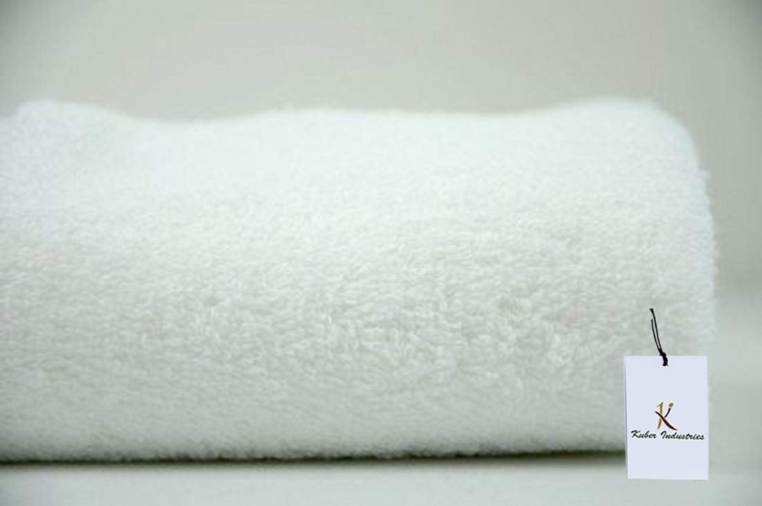 Kuber Industries Cotton Bath Towel 350 Gsm | Super Absorbent & Antibacterial | Lightweight & Odour Free (White)
