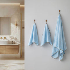 Spread Spain Microfiber 1 Bath + 2 Hand Towel 360 Gsm | Extra Soft Plush High Absorbent Bath Towel For Men & Women (Light Blue)