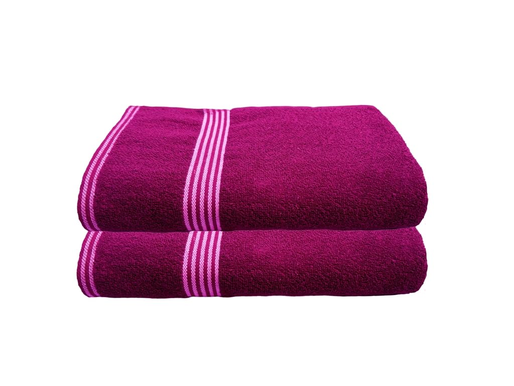 Space Fly Cotton Luxury Large Size Bath Towel 1000 Gsm (Magenta) - Pack Of 2