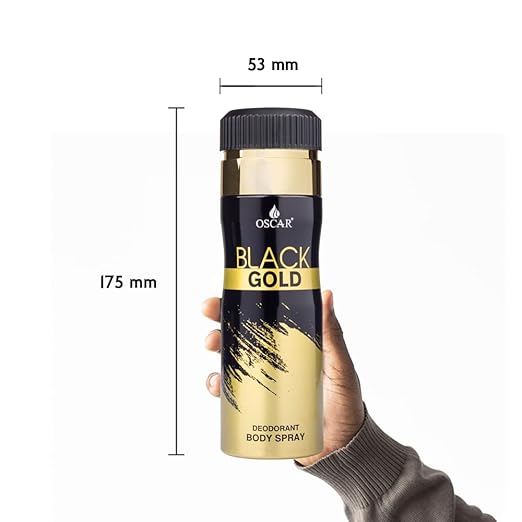 Oscar Gold Black Long Lasting, Premium And Skin Friendly Deodorant Spray Perfume For Unisex, 200Ml 0.6 Fl.oz.