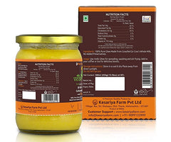 Premium A2 Gir Cow Cultured Desi Ghee From Kesariya Farm By Vedic Ghee | Bilona Two Way Churned Natural & Healthy Ghee Good For Body Health (500ml) | 16.9 Ounce | Jar Pack