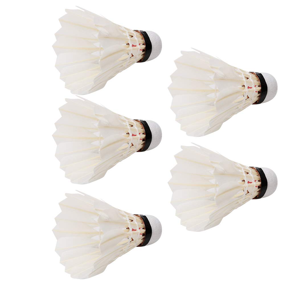Vgeby1 Badminton Feather Shuttlecocks , Made Of High Quality Duck Feather | White , Pack Of 5