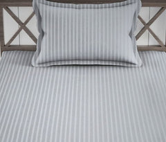 Satin Stripe Single Bedsheet Elastic Fitted With 1 Pillow Cover - 36 X 72 Inches, Grey | Perfect For Use In A Home, Hotel Or Ideal For Bedroom Style