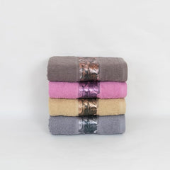 Rangoli 100% Cotton Fibre Hand Towels 800 Gsm | Highly Durable & Absorbent With Printed Border | Skin-Friendly Quick Drying Towels (Multicolor) - 4 Pcs