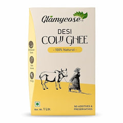 Natural Premium Desi Cow Ghee By Glamycose | High In Protein Fiber Healthy Desi Ghee For Boost Immunity | (1 Litr) 33.8 Ounce | Box Pack