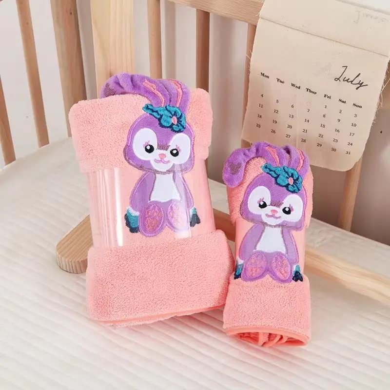 Homecloud Super Soft Rabbit Bath Towel With Hand Towel 700 Gsm | 3x Softer Than Cotton Towels A Gift For Baby Shower | Set Of 2 (Pink)
