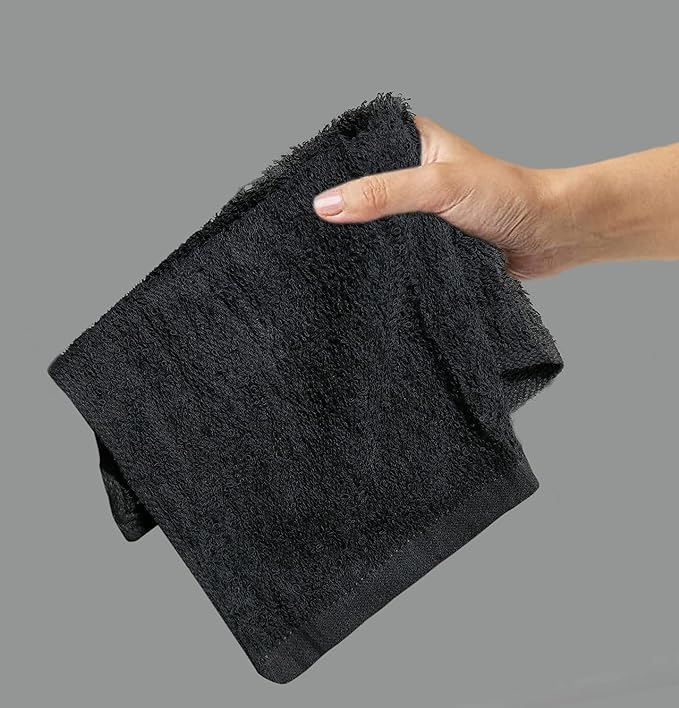 Jenny Denial 100% Cotton Face Towel 1200 Gsm | Rumal, Handkerchief Soft & Absorbent Face Towel (Pack Of 10) -Black
