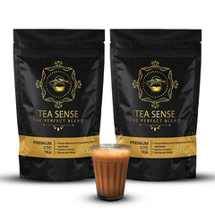 Tea Sense Premium CTC Tea - Pack Of 2 X 200gm, 7.05 Ounce Each | Assam Chai With Darjeeling Whole Leaves - Rich Flavor & Strong Chai Patti, High Caffeine | The Perfect Blend Loose Leaves