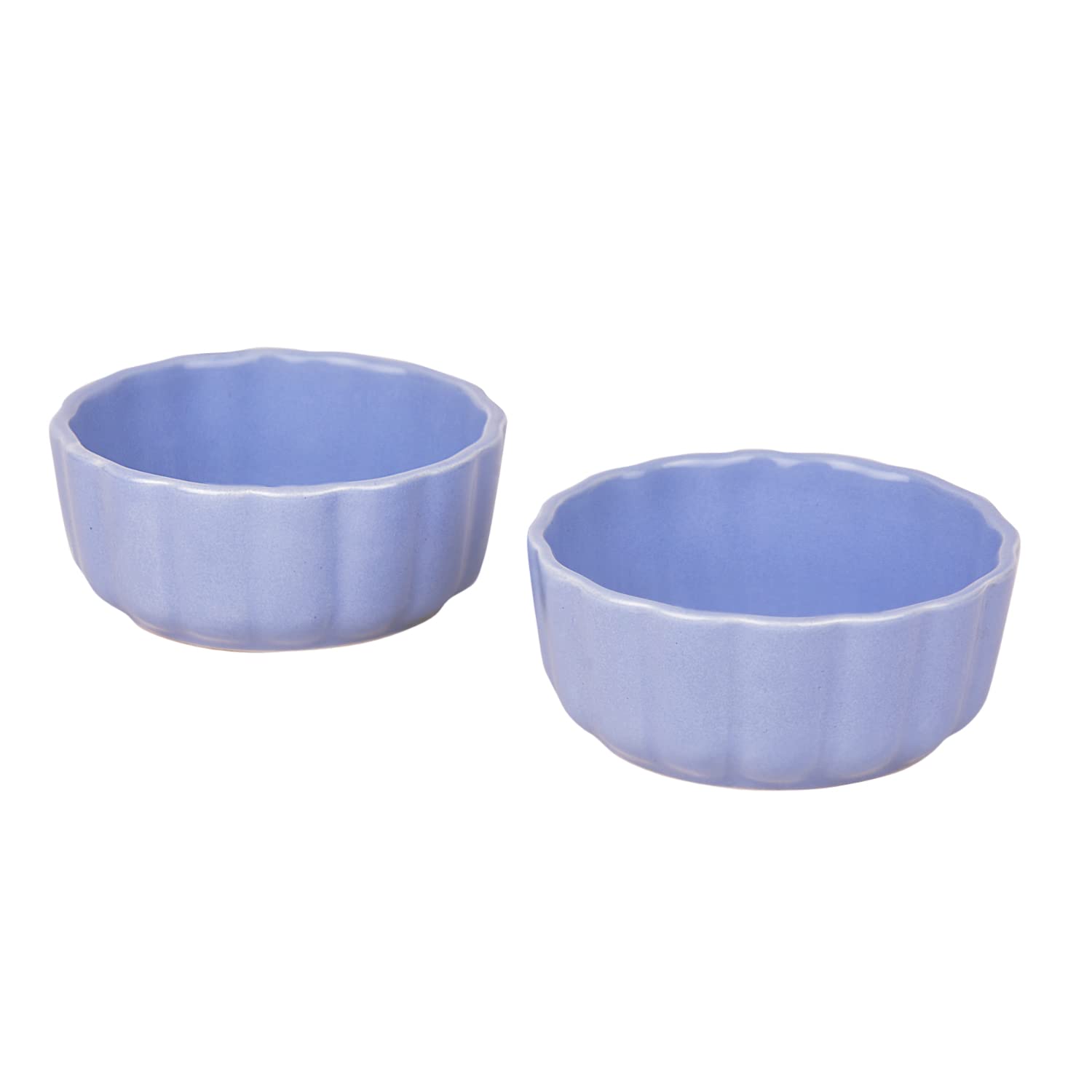 Hand Glazed Ceramic Dip Bowls Set Of 2 - Pastel Purple, 100ml Each | Chutney Bowls, Ketchup Bowls - Pickle Serving Bowls