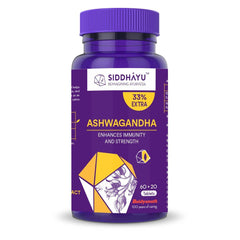 Siddhayu Ashwagandha Tablet Enhances Immunity & Strength, Rejuvenates Mind & Body, Increasing The White Blood Cell & Platelet | 60 + 20 Free Tablets 100gm 0.2lbs