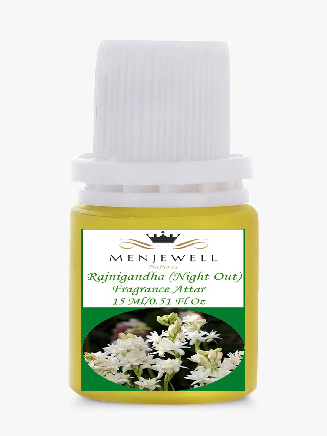 Menjewell Rajnigandha (Night Out) Fragrance Attar 15ml 0.5 Fl.oz. For Men & Women | Long Lasting | Alcohol Free