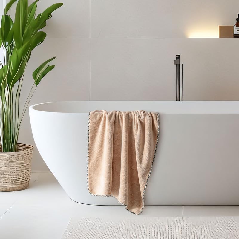 Spread Spain Microfiber Bath Towel 360 Gsm | Bath Towel For Men & Women Extra Soft Plush & High Absorbent | Set of 1 (Sand)