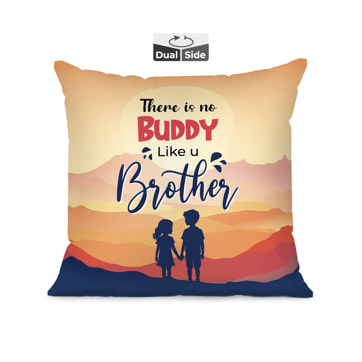 Premium Pillow Cushion For Best Brother, Light Orange - 16 Inch | Unique Thoughtful Cute Birthday Pillow Gift For Brother | Raksha Bandhan, Bhaidooj | With Filler Cushion - Design 24