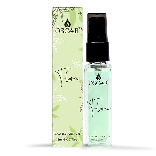 Oscar Flora Mini Pocket Perfume For Women 8 Ml 0.2 Fl.oz. | Vetiver & Sandalwood Notes | Mini Parfum | Travel Size Perfume | Flora Fragrance