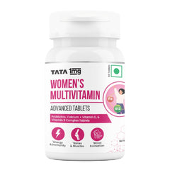 Tata 1mg Womens Multivitamin With Zinc, Vitamin C, D , Calcium & Iron Support Health Protection, Bones & Overall Health | 60 Veg Tablets , 100gm 0.2lbs