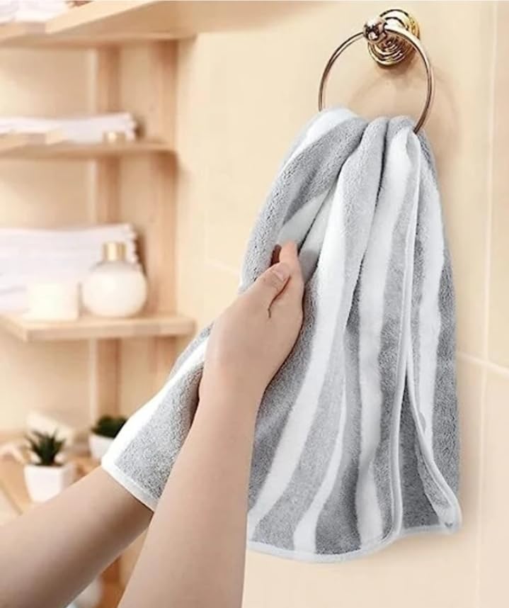 T Trendy Mart Microfiber Hand Towels 400 Gsm Designer Pattern | Pack Of 2 (Multicolour)