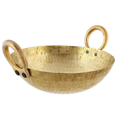 Golden Brass Pital Kadhai Heavy Weight Serving Kadhai - Kadai Cookware, 3 Liters - 12 X24 X8 Centimeters | Non-Toxic