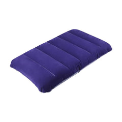 Air Pillow - Blue Soft Velvet Air Inflatable Neck Cushion For Travel, Car, Camping Pillow | Adjustable Foam Support, Portable Lightweight Comfort Rest, Tourist, Sleeping Support - Pack Of 1