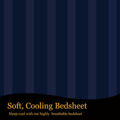 Breathable Single Size Flat Bedsheets With 1 Pillow Covers | 60 X 90 Inches, Navy Blue | Wrinkle Resistant & Soft Skin Safe | 144 Thread Count