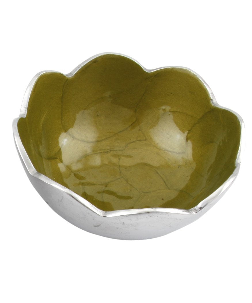 Handcrafted Aluminium Stylish Green Serving Bowl - 300ml, Height - 5.1 Cm, 180 Gm | Decorative Bowl - Dry Fruit Serve Ware