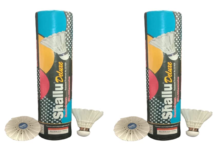 Shallu Deluxe White Feather Badminton Shuttlecock With Heavy Cork And Excellent Flite | Pack Of 20