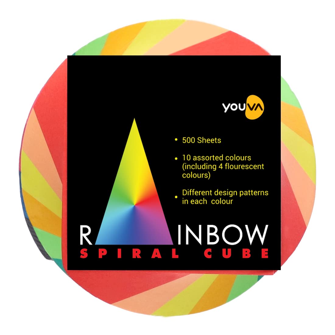 Rainbow Spiral Cube - For Students & Office Use | Note Pad | 8.7 Cm X 8.7 Cm | 500 Sheets