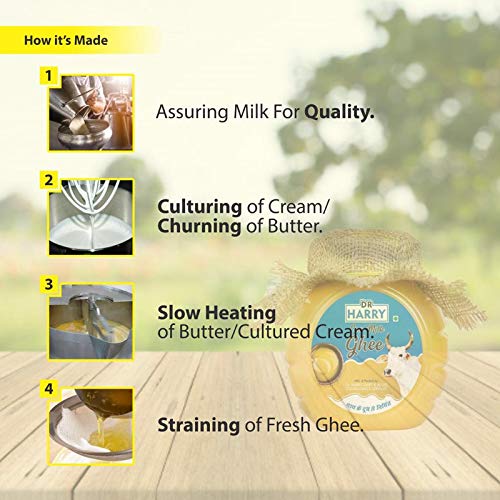 Organic A2 Cow Desi Ghee By Dr Harry | Rich In Calcium & Iron Healthy Nutrients Pure Desi Cow Ghee Reduces Joint Pain | (1 Litre) 33.8 Ounce | Jar Pack