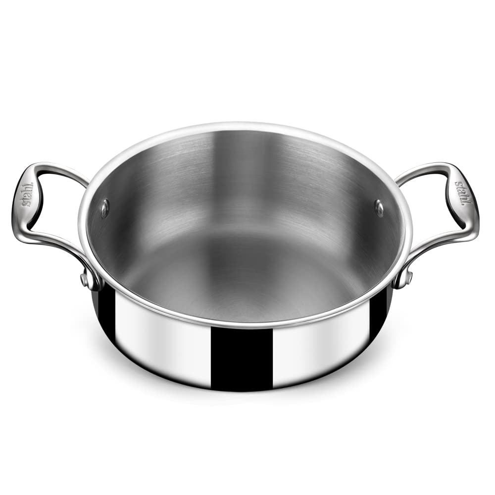 Triply Stainless Steel Artisan Cook & Serve Casserole With Lid | 22cm, 3 Liters - Serves 4 People