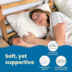 Premium Memory Foam Pillow For Sleeping - Rayon Derived From Bamboo Pillow | Standard Size - 26x20 Inch, For Neck Support, Side & Back Sleepers - Adjustable Pillow, Best Cervical Pillow