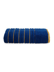Spaces 100% Cotton Bath Towel 575 Gsm | Ribbed Texture High Absorbency High Loft Cotton Bath Towels (Dark Blue)