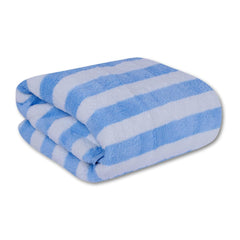 Fezora Microfiber Bath Towels Strip 290 Gsm | Extra Soft Plush & Quick Dry High Absorbency Large Size Towels For Bathing (Sky Blue & White)