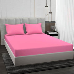 Plain Double Bedsheet For Queen Size With 2 Matching Pillow Covers For Home - 90 X 100 Inches, Pink | Smooth Finish, Soft Touch & Breathable Comfort For Everyday Use