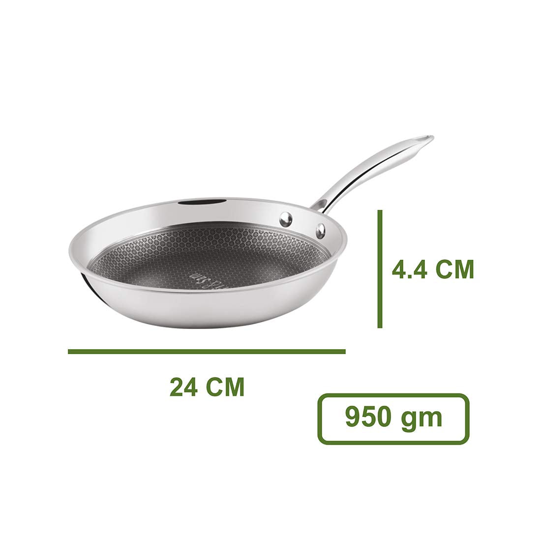 Triply Stainless Steel Fry Pan, 24cm - Silver | Non Stick Stainless Steel Frying Pan - Easy To Clean & Dishwasher Safe