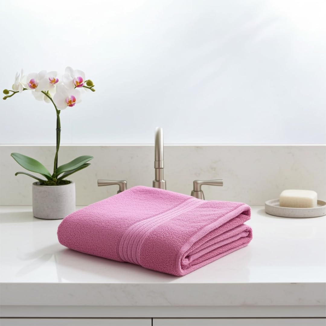 Dermoxie 100% Cotton Bath Towels 500 Gsm | Trident Bath Towel Soft & Absorbent | Urban Comfort (Pink)