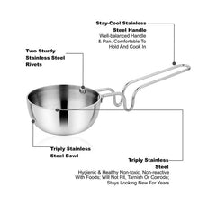 Silver Stainless Steel Tadka Pan Compatible With Gas - Useful For Home & Kitchen, Restaurants, Hotels | Dia-14cm, Capacity - 500ml