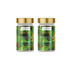 Kapiva Ashwagandha Gold Capsules, 183rd Day Harvested Potent Nagori Ashwagandha With Shilajit | Helps In Stress Management, Improve Energy | For Unisex, 60 Capsules 100gm 0.2lbs Each Pack Of 2